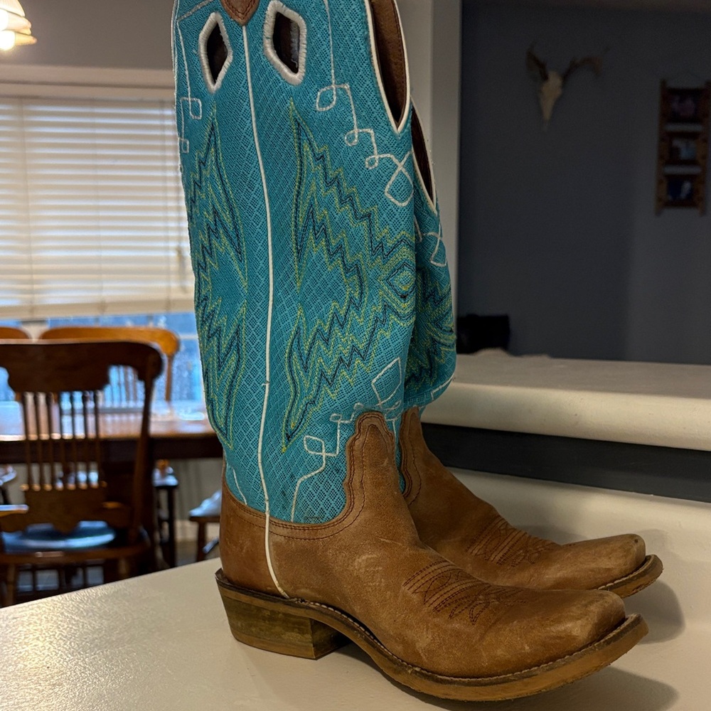 Brown and Blue Western Boots